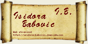 Isidora Babović vizit kartica
